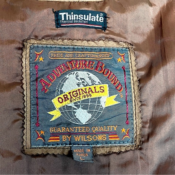 Wilsons Adventure Bound Leather Bomber Jacket Brown Men’s L Distressed Vintage - Picture 11 of 12